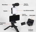 Set grabación móvil 3 en 1 (trípode + micro + luz)