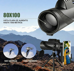 Telescopio Monocular para móvil 80x100 color Negro